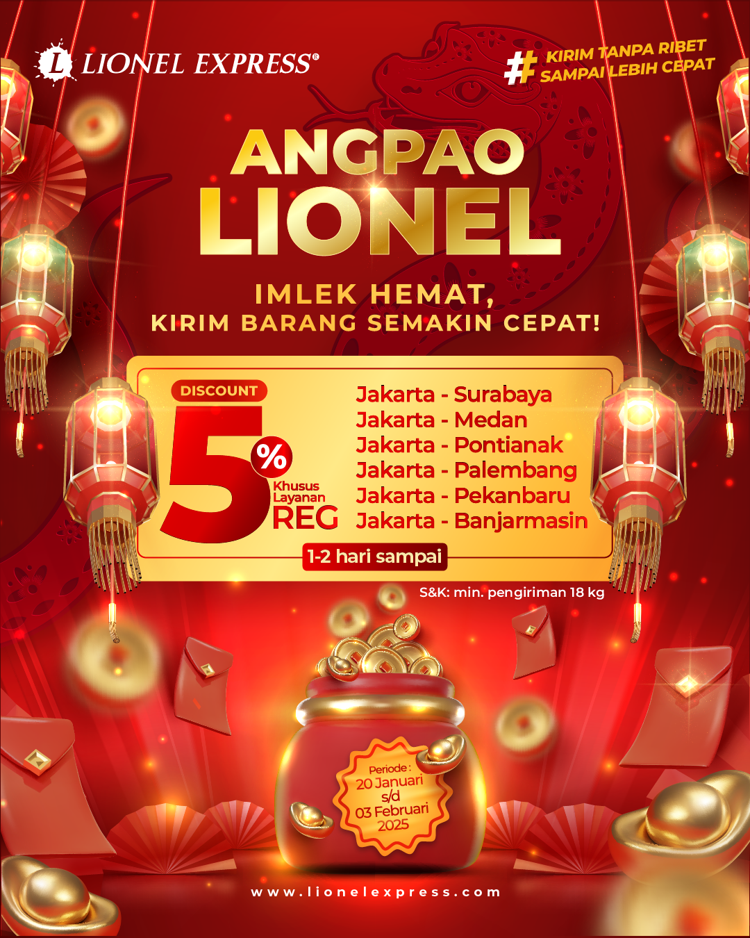Angpao Lionel: Diskon 5% untuk Pengiriman Cepat Selama Imlek